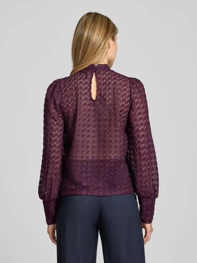 Vero Moda Regular Fit Spitzenbluse mit Mock Neck Modell 'BECCA' Bordeaux 5