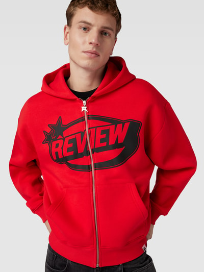 REVIEW Sweatjacke mit Puff Logo Print Rot 3