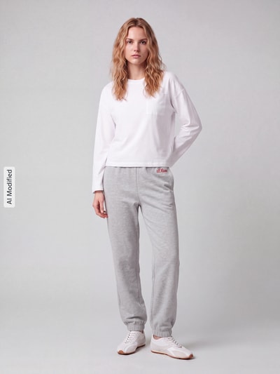 s.Oliver RED LABEL Relaxed fit sweatpants van katoenmix - s.Oliver x Heidi Klum Lichtgrijs - 1
