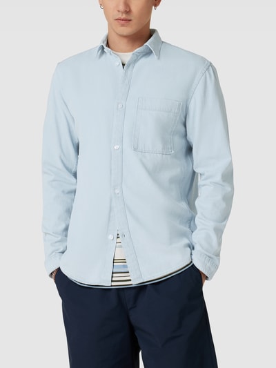 Tom Tailor Denim Relaxed Fit Freizeithemd mit Brusttasche Hellblau 4