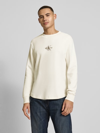 Calvin Klein Jeans Longsleeve mit Logo-Stitching Beige 4