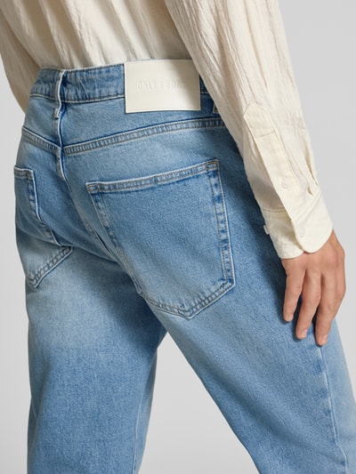 Only & Sons Tapered fit jeans van katoenmix, model 'YOKE' Jeansblauw - 3