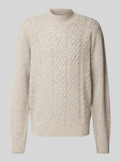 Fynch-Hatton Wollpullover mit Zopfmuster und Alpaka-Anteil Offwhite 2