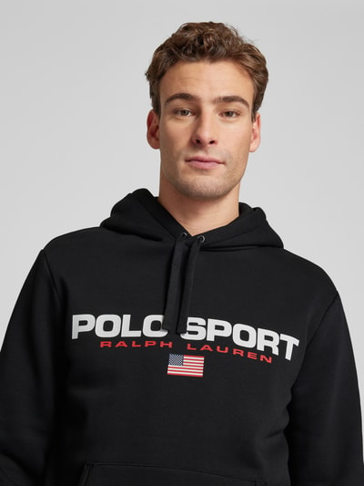 Polo Sport Hoodie met labelprint Zwart - 3