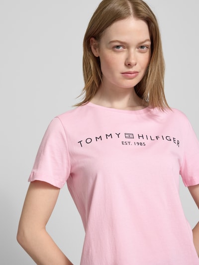Tommy Hilfiger Regular fit T-shirt van puur katoen Felroze - 3