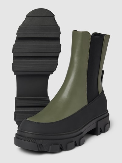 Only Chelsea Boots mit Kontrastbesatz Modell 'CHUNKY' Oliv 4