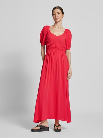 ICHI Midikleid aus Viskose mit V-Ausschnitt Modell 'MARRAKECH' Pink 4