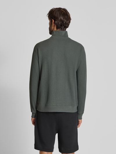 BOSS Regular fit sweatshirt van katoenmix Rietgroen - 5