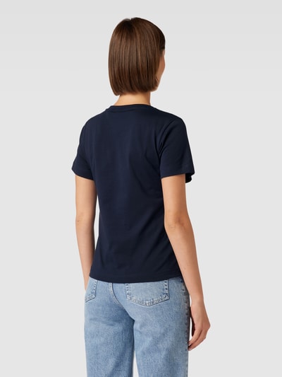 Gant T-shirt met geribde V-hals Marineblauw - 5