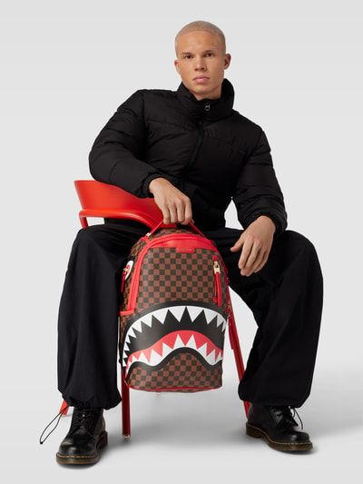 Sprayground Rucksack mit Allover-Muster Modell 'RED SHARKS IN PARIS' Mittelbraun 1