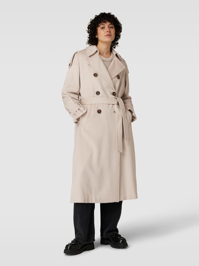 comma Trenchcoat mit Bindegürtel in unifarbenem Design Hellbraun 4