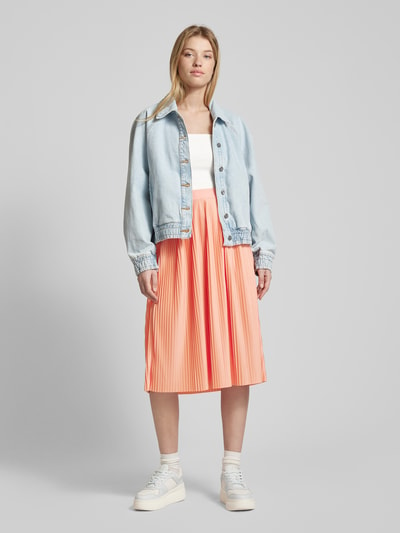 QS Midirok met plissévouwen en elastische band Zalm - 1