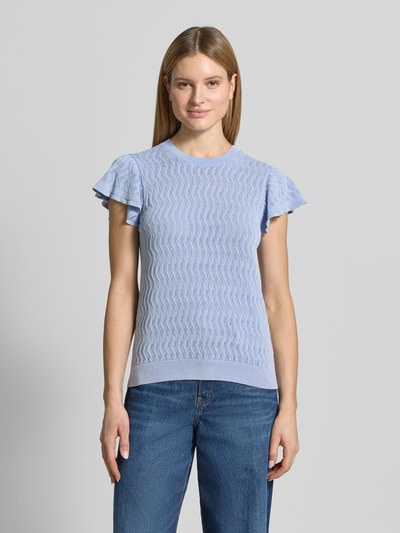 MOS MOSH Gebreid shirt met volants model 'Ganna' Lichtblauw - 4
