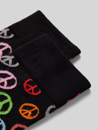 Happy Socks Socken mit Motiv-Stitching Modell 'Peace' Black 2