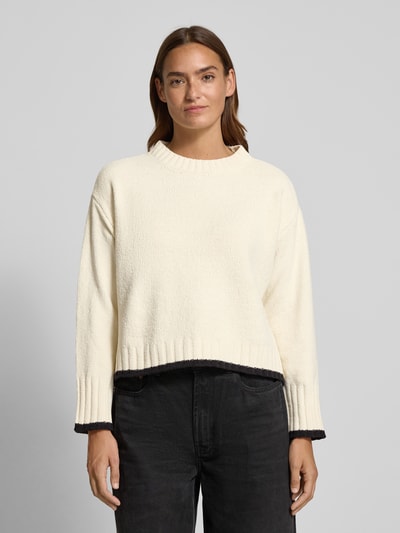 VERO MODA Regular fit gebreide pullover met contrastzoom, model 'SHADOW' Zand gemêleerd - 4