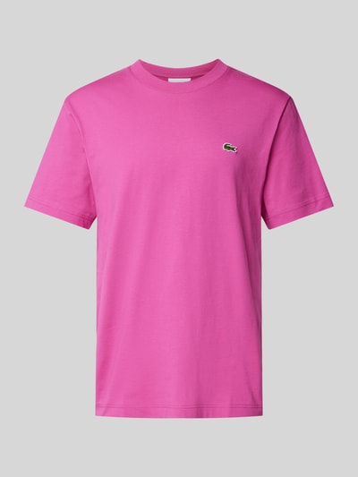 Lacoste T-shirt met labelpatch Felroze - 2