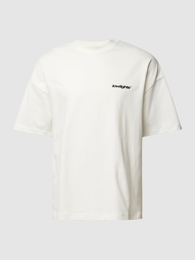 Low Lights Studios T-shirt z wyhaftowanym logo model ‘Ecru’ Złamany biały 2