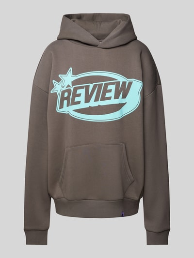 Review Hoodie mit Label-Print Dunkelgrau 2