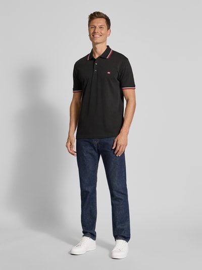 Christian Berg Men Poloshirt met labelstitching Zwart - 1