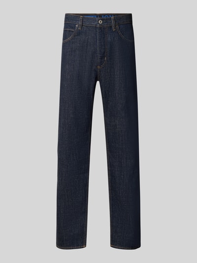 Produktfoto, granatowe jeansy Straight Fit Jeans aus reiner Baumwolle Modell 'Jonah' von HUGO Blue, wyraźna struktura tkaniny