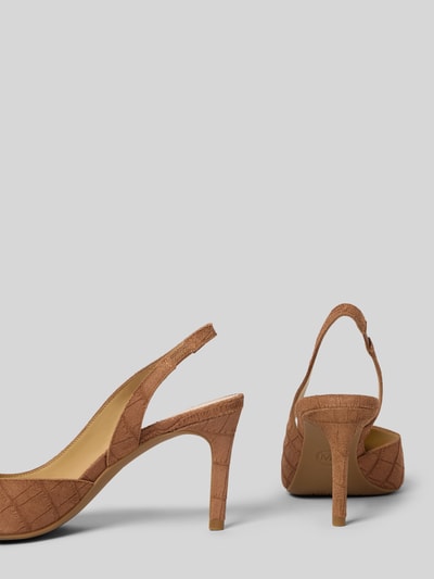 Productfoto, Slingback Pumps met naaldhak model 'ALINA FLEX' van MICHAEL Michael Kors, bruin gecoat leer, puntige vorm, gladde zool, hakhoogte 9 cm