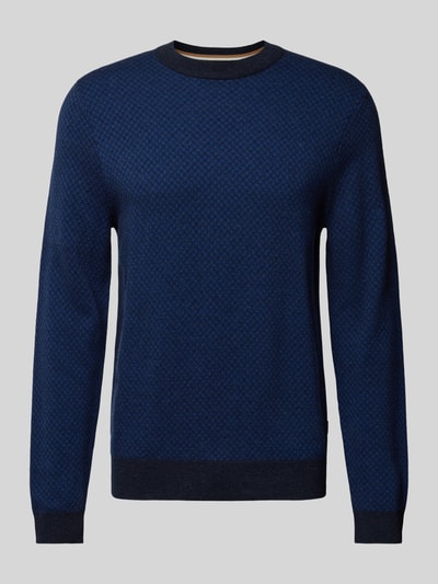 BOSS Gebreide pullover met ribboorden, model 'Eltoro' Marineblauw - 2