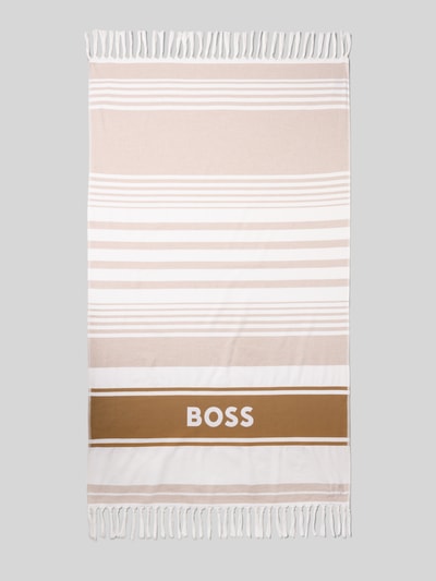 BOSS Strandlaken van puur katoen met logodetail Beige - 1