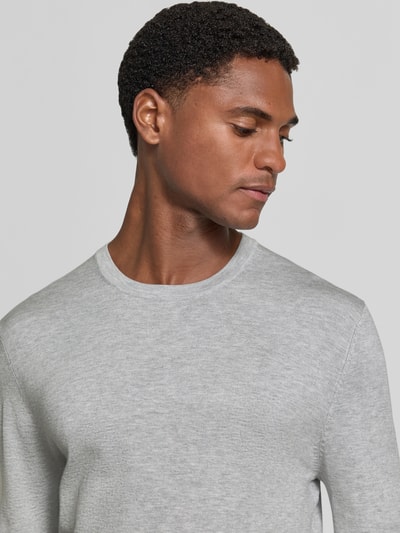 MCNEAL Strickpullover mit geripptem Rundhalsausschnitt Hellgrau Melange 3