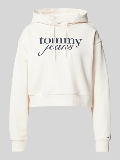 Tommy Jeans Bluza krótka z kapturem i nadrukiem z logo Złamany biały 1