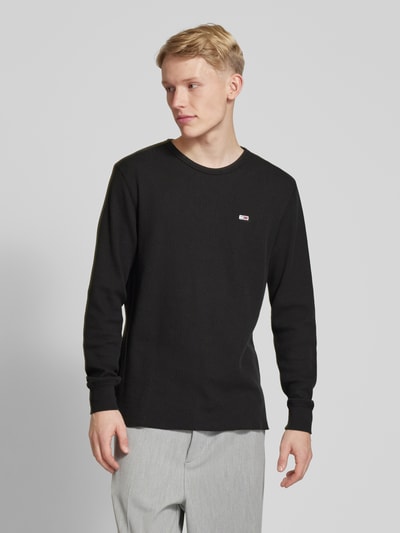 Tommy Jeans Slim Fit Longsleeve mit Label-Stitching Black 4