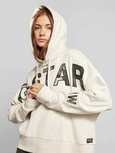 G-Star Raw Bluza z kapturem o kroju oversized z nadrukiem z napisem Écru 3