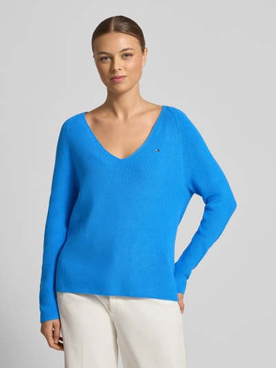 Tommy Hilfiger Sweter z dzianiny o kroju regular fit z czystej bawełny Jasnoniebieski 4