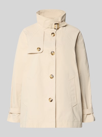 Produktfoto, Trenchcoat mit Stehkragen und Ärmelriegeln van Fuchs Schmitt in beige met knoopsluiting, steekzakken, regular fit, gladde stof, schouderbreedte 36 cm, borstwijdte 56 cm, mouwlengte 53 cm, ruglengte 72 cm