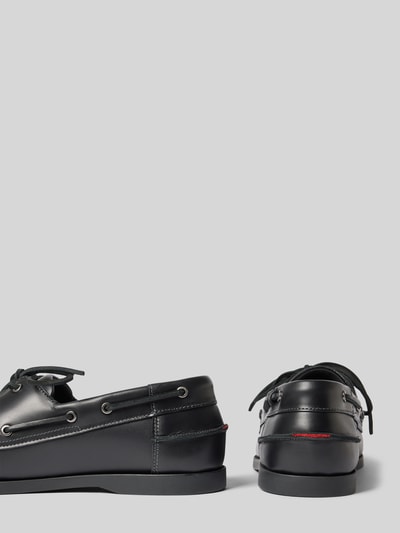 HUGO Loafer van echt leer model 'DARCY_BOAT_IT' Zwart - 2