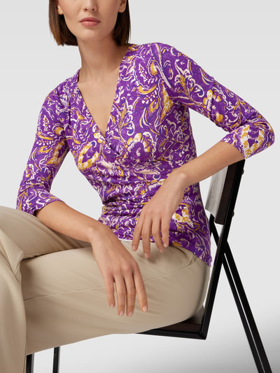 Lauren Ralph Lauren Shirt met lange mouwen en all-over motief, model 'ALAYJA' Helder paars - 3