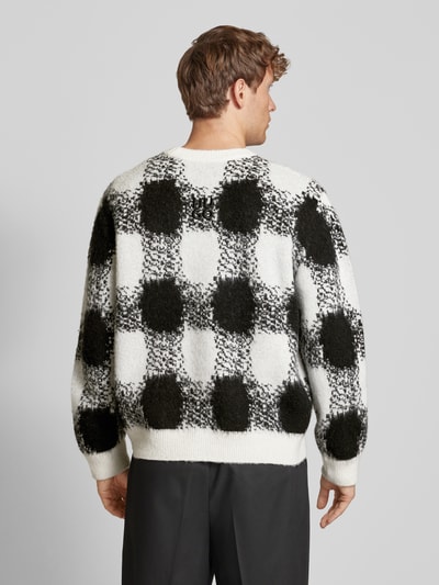 HUGO Gebreide pullover met ronde hals, model 'Shequer' Offwhite - 5