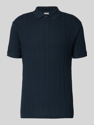SELECTED HOMME Slim fit poloshirt met structuurmotief, model 'JADEN' Marineblauw - 2