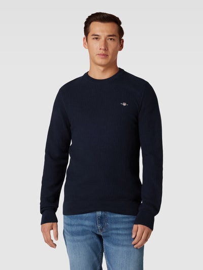 Gant Strickpullover mit Label-Stitching Marine 4