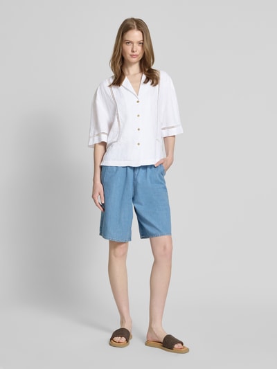 Christian Berg Woman Bluse mit überschnittenen Schultern und Kentkragen Weiss 1