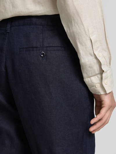 Gant Relaxed fit linnen broek met tunnelkoord Marineblauw - 3