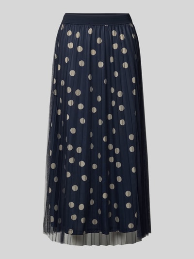 s.Oliver BLACK LABEL Midi-Rock mit Plisseefalten und Polka Dots Marine 2