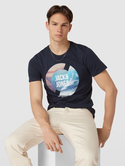 Jack & Jones T-Shirt mit Rundhalsausschnitt Modell 'TRESOR' Dunkelblau 3