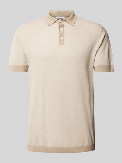 Lindbergh Slim fit poloshirt met knoopsluiting Beige - 1