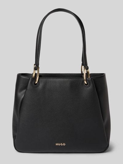 Produktfoto, schwarze Henkeltasche mit Label-Detail Modell 'Orin 2.0_Small Tote' von HUGO, strukturierte Lederoptik, Damen Henkeltasche von HUGO