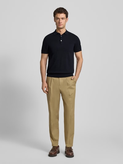 Profuomo Slim Fit Poloshirt aus Lyocell-Mix mit Seiden-Anteil Marine 1