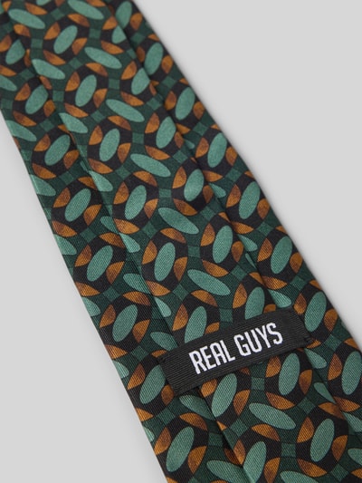 REAL GUYS Seidenkrawatte mit Logo-Print (8,5 cm) Oliv 3
