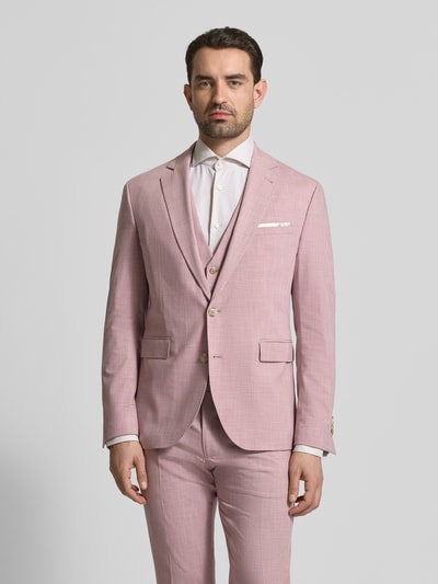 Mannelijk model draagt Regular Fit Sakko met reverskraag model 'Data' van CINQUE in lichtroze, materiaal-mix met viscose, borstleistentasche, klepzakken, knoopsluiting, ganzekörperaanzicht van voren.