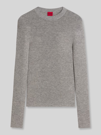 HUGO Slim Fit Pullover aus Woll-Mix mit Lyocell-Kaschmir-Anteil Modell 'Sallya' Hellgrau 2