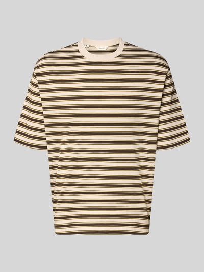 Produktfoto, Relaxed Fit T-Shirt aus reiner Baumwolle Modell 'ASPEN 2' von SELECTED HOMME, męski t-shirt w paski beżowo-brązowe