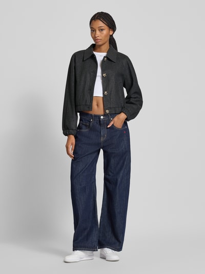 Only Bluzon krótki z raglanowymi rękawami model ‘NANCY LIFE’ Antracytowy melanż 1